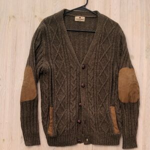 Woolrich Olive Cardigan with Tan Accents